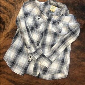 Plaid Kids Shirt in Black and White